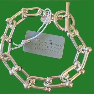 MIA Fiore Bracelet Dyadema  U Link Sterling Silver Plated Bronze Italy  New
